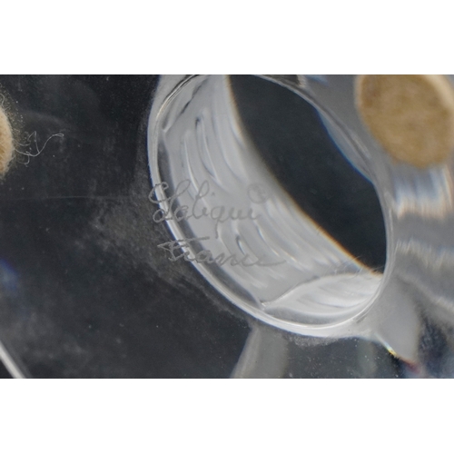 161 - A Lalique frosted glass candlestick, etched Lalique France to the base, 8.5cm high.