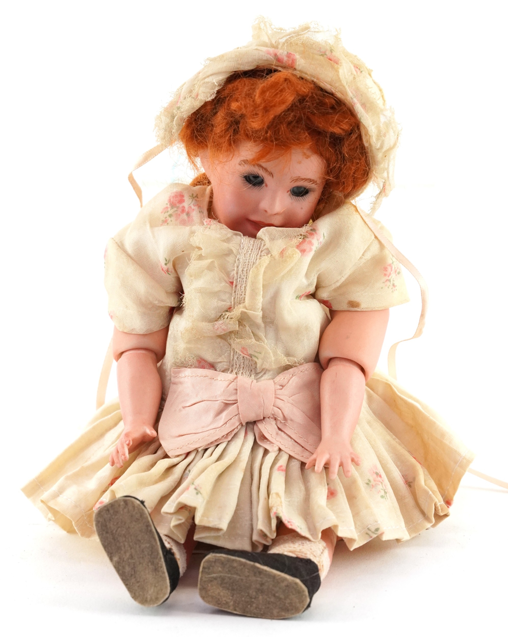 An French FFBJ bisque headed doll with glass eyes and jointed limbs ...