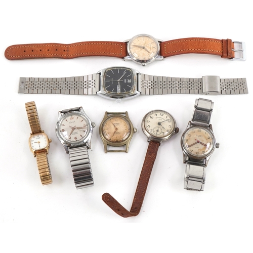 Seven vintage ladies and gentlemen's wristwatches including Elrex ...