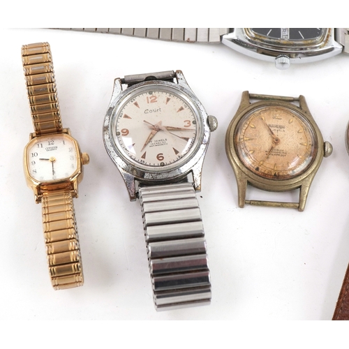 Seven vintage ladies and gentlemen's wristwatches including Elrex ...