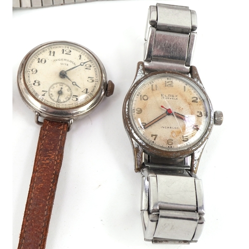 Seven vintage ladies and gentlemen's wristwatches including Elrex ...