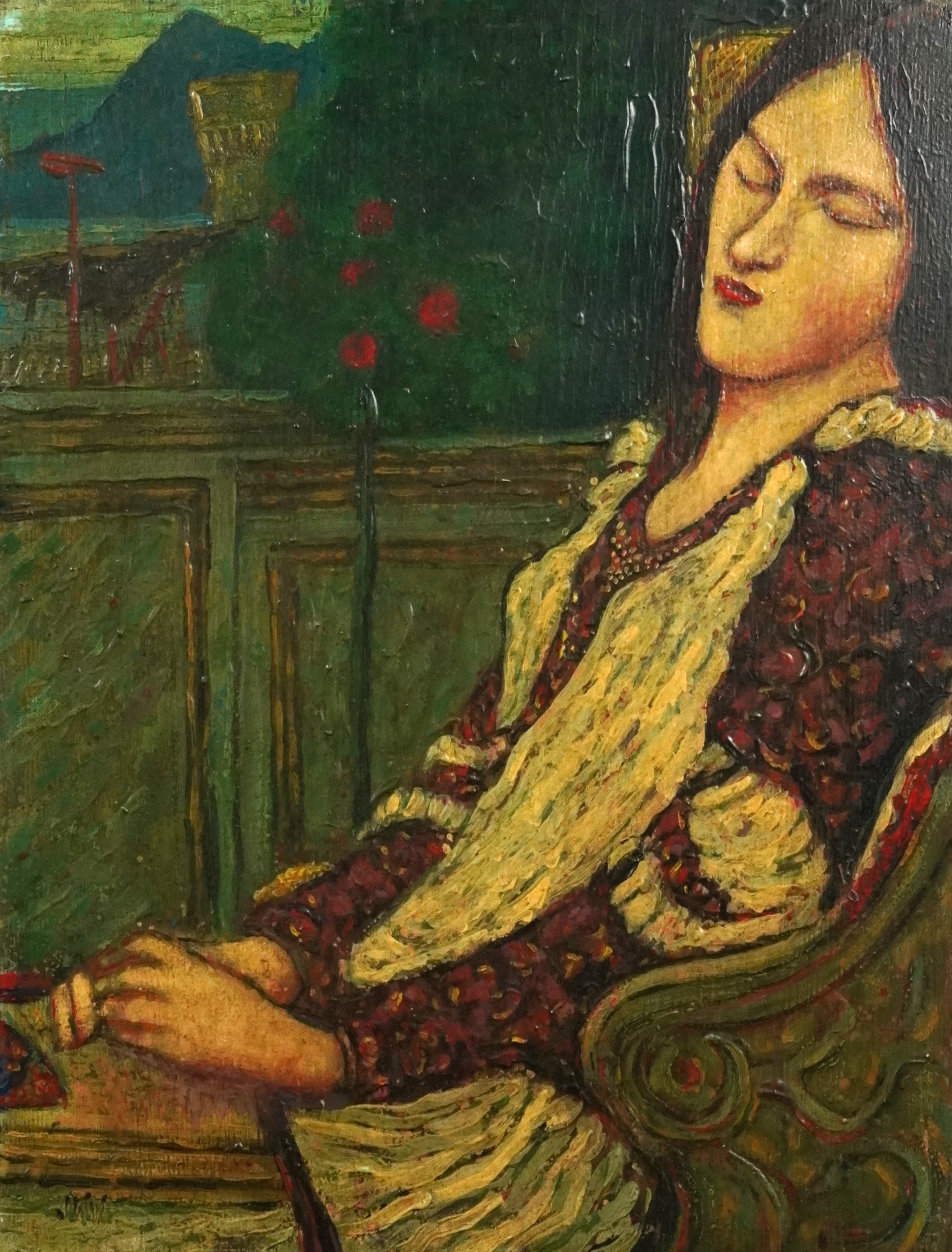 In the manner of J. W. Waterhouse - Woman asleep in a chair, Pre ...