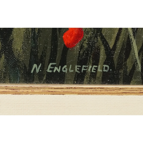N. Englefield - Poppies, late 20th century British school oil on canvas ...
