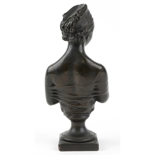130 - After Jean Antoine Houdon, a bronzed terracotta  bust of Juliette Récamier, 26cm high.