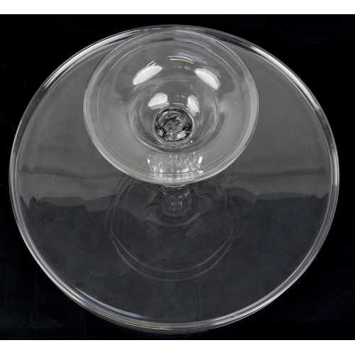 49 - An 18th century glass tazza/syllabub stand, 19cm high x 37cm in diameter.