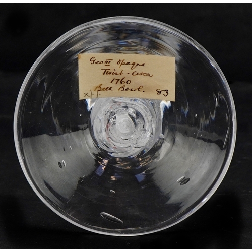  A Georgian wine glass with an opaque air twist stem, 16cm high.