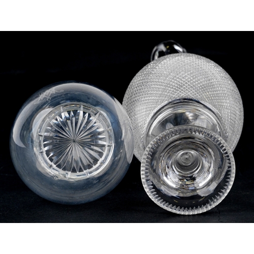 46 - Victorian glassware comprising a monogrammed decanter and wine ewer with twist handle, the largest 3... 