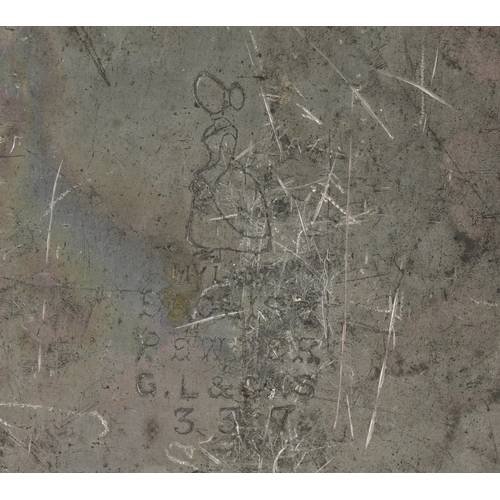 12 - A pair of My Lady planished pewter owl design bookends, 13cm high.