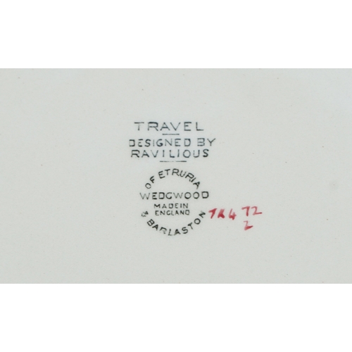  Eric Ravilious for Wedgwood, a pair of twin tureens and covers in the Travel pattern, 12cm high x 24... 