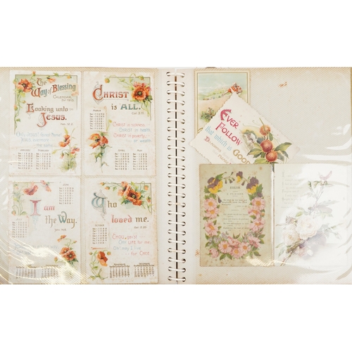 1287 - A collection of Edwardian greetings cards housed in a leather bound album together with an early 20t... 