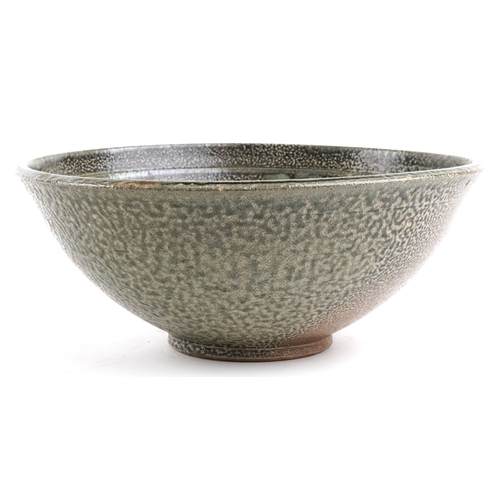449 - Shellie Zimmerman, a 20th century studio pottery bamboo design bowl, signed to the base, 16cm high x... 