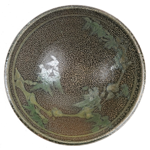449 - Shellie Zimmerman, a 20th century studio pottery bamboo design bowl, signed to the base, 16cm high x... 