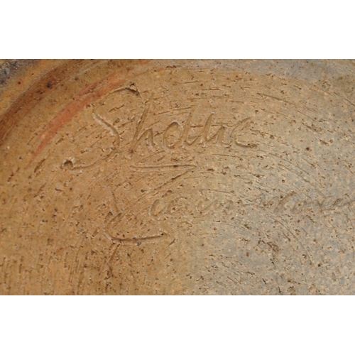 449 - Shellie Zimmerman, a 20th century studio pottery bamboo design bowl, signed to the base, 16cm high x... 