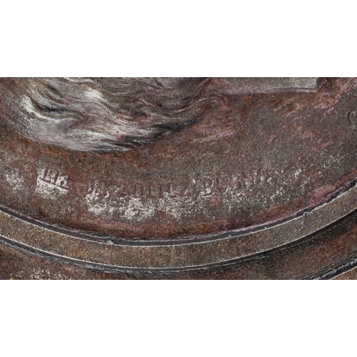 528 - Joseph Kudlicz, a pair of late 19th/early 20th century cast iron plaques of The Founders of Soilol, ... 