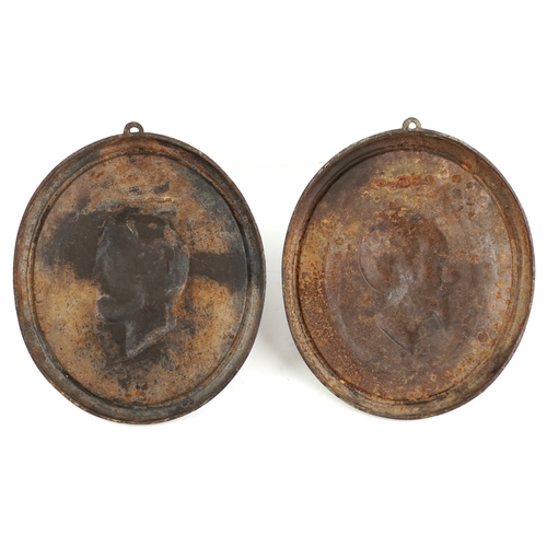 528 - Joseph Kudlicz, a pair of late 19th/early 20th century cast iron plaques of The Founders of Soilol, ... 