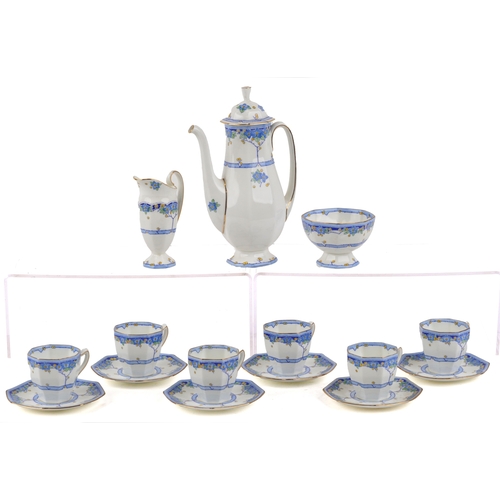 337 - A Royal Doulton coffee service in the Arvon pattern including six cups and saucers, a coffee pot and... 