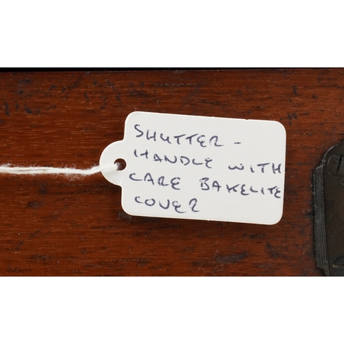  A large 19th century brass bound mahogany double bellow plate field camera, 112cm in length.