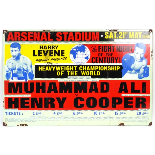 1306 - A boxing interest Muhammad Ali versus Henry Cooper design enamelled tin sign, 59cm x 39cm.