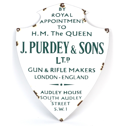 1308 - A J. Purdey & Sons Ltd design enamel tin advertising sign, 51cm x 39cm.