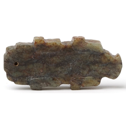 509 - A Chinese green stone carving of an alligator, 6.9cm high, 51.2g.