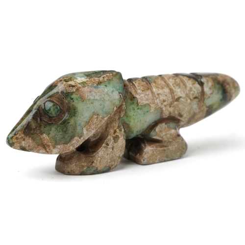 466 - A Chinese green stone carving of a cicada, 8.5cm wide, 53.4g.