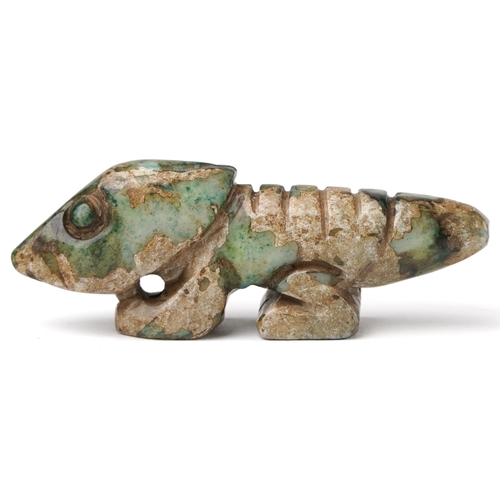 466 - A Chinese green stone carving of a cicada, 8.5cm wide, 53.4g.
