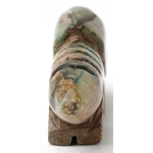 466 - A Chinese green stone carving of a cicada, 8.5cm wide, 53.4g.