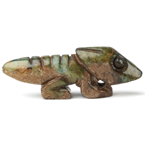 466 - A Chinese green stone carving of a cicada, 8.5cm wide, 53.4g.