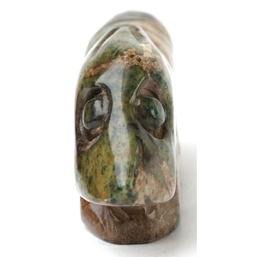 466 - A Chinese green stone carving of a cicada, 8.5cm wide, 53.4g.