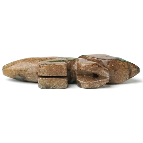 466 - A Chinese green stone carving of a cicada, 8.5cm wide, 53.4g.