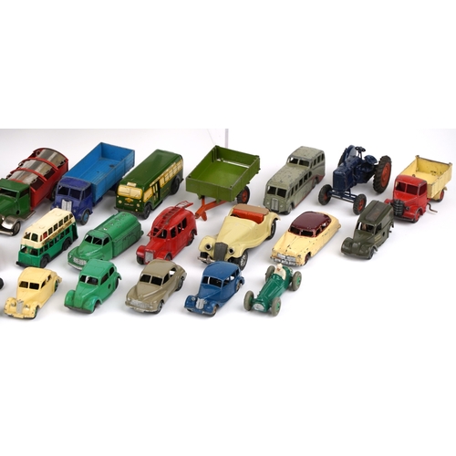 728 - A collection of diecast Dinky Toys and Tri-ang vehicles including Austin Atlantic, Hudson Sedan and ... 