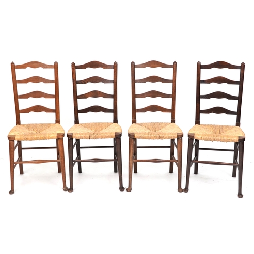 2022 - A matched set of four early 20th century oak ladder back chairs after a design by Edwin Lutyens, 94c... 
