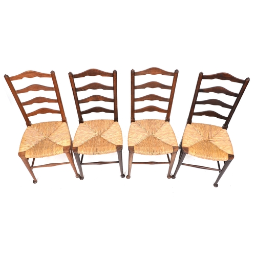 2022 - A matched set of four early 20th century oak ladder back chairs after a design by Edwin Lutyens, 94c... 