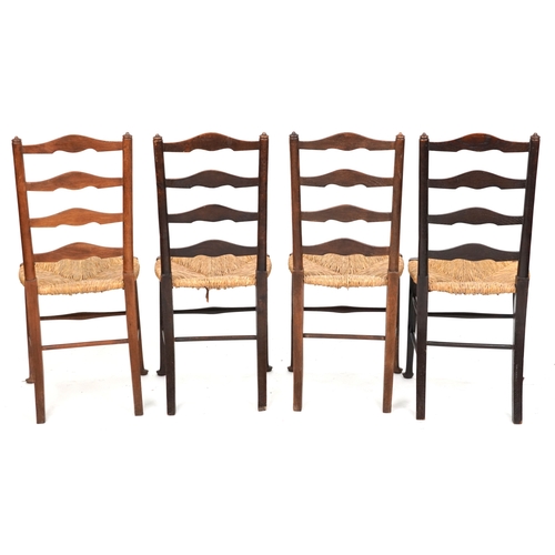 2022 - A matched set of four early 20th century oak ladder back chairs after a design by Edwin Lutyens, 94c... 