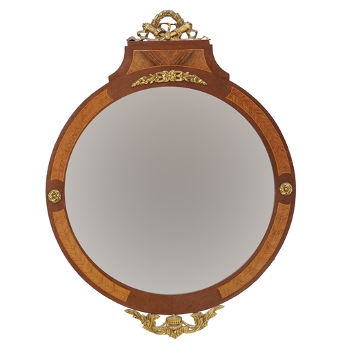 2116 - A late 20th century Empire style mahogany wall mirror with gilt metal mounts, 79cm x 60cm.