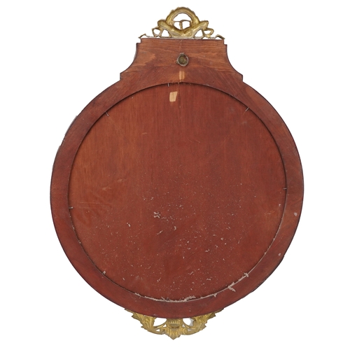 2116 - A late 20th century Empire style mahogany wall mirror with gilt metal mounts, 79cm x 60cm.