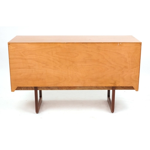 2012 - A mid 20th century teak chest of six drawers by Uniflex Furniture, on shaped supports, 71cm H x 121c... 