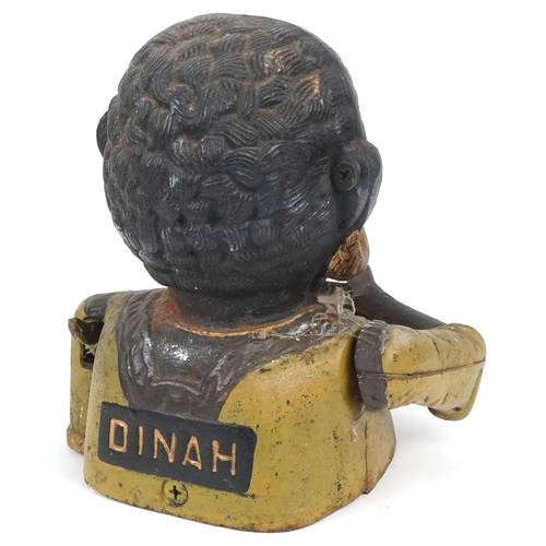 1890 - A vintage novelty cast iron money bank - Dinah, 16cm high
