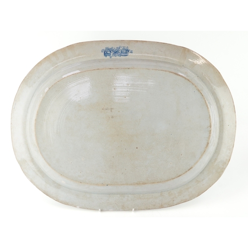 521A - A 19th century blue and white transfer printed oval platter decorated with 'A View of London', 54cm ... 