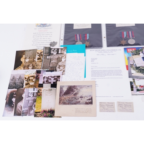  British military World War II ephemera relating to Private Percy Perkins and Private Frank Perkins i... 