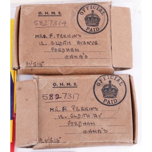  British military World War II ephemera relating to Private Percy Perkins and Private Frank Perkins i... 
