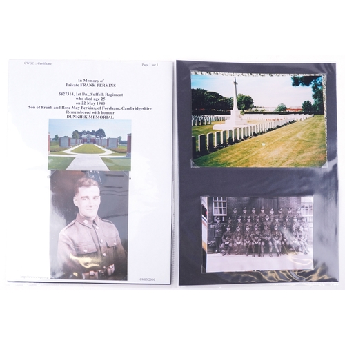  British military World War II ephemera relating to Private Percy Perkins and Private Frank Perkins i... 