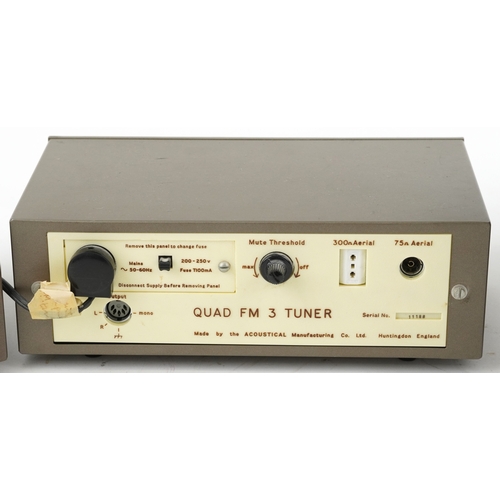  Quad HiFi equipment comprising Quad 303 power amplifier, Quad FM3 tuner and Quad 33 control unit.