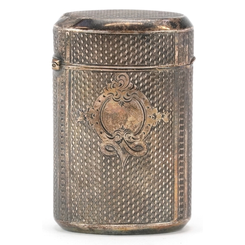 29 - An early 20th century continental silver engine turned etui case, 6.8cm high, 33.8g.