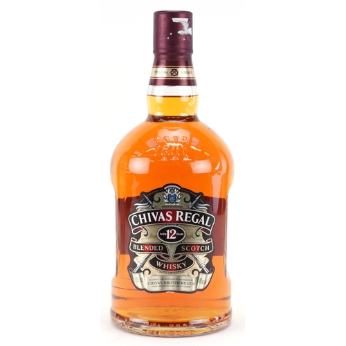 6 - A 1.75 litre bottle of 12 Year Chivas Regal Blended Scotch whisky with box.