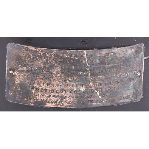 30 - A good Victorian silver figural trophy in the form of a male golfer in mid swing, raised on an eboni... 