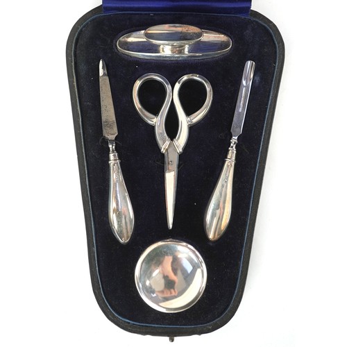 42 - Crisford & Norris, a Victorian and silver manicure set, various Birmingham date marks, housed in a f... 