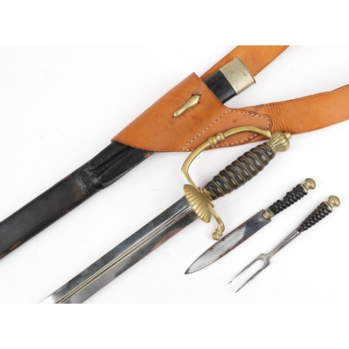 2859 - A Swedish military interest officer's sabersword and scabbard, 82cm in length.