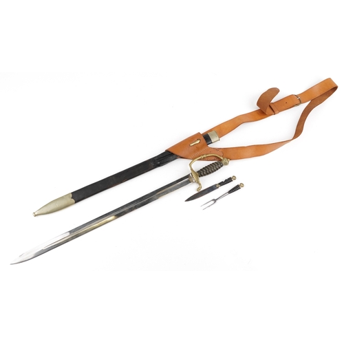 2859 - A Swedish military interest officer's sabersword and scabbard, 82cm in length.