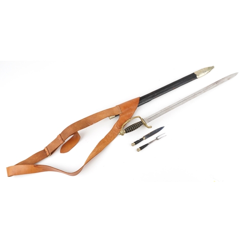 2859 - A Swedish military interest officer's sabersword and scabbard, 82cm in length.